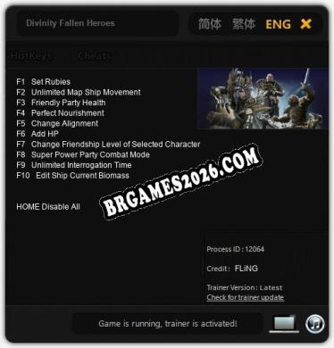 Cheats e trainer Divinity Fallen Heroes +10 [Verificado funcionando]