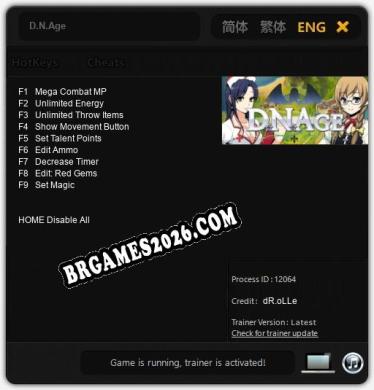 D.N.Age: Trainer Gratuito (+9 cheats)