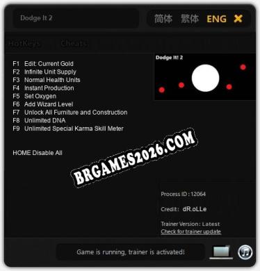 Dodge It 2: Trainer Atualizado v1.3 (todos os cheats)