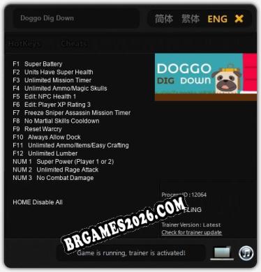 Trainer e cheats para Doggo Dig Down - 15 opções
