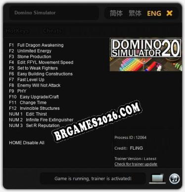 Domino Simulator: Trainer Atualizado v1.7 (todos os cheats)