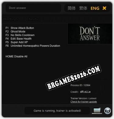 Dont answer Trainer - 6 funções [Download Gratuito]