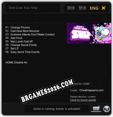 Dont Lose Your Ship: Trainer Atualizado v1.3 (todos os cheats)
