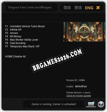 Dragons Fate Cards and Minigames - Cheat Trainer +7 [Edição MrAntiFan]