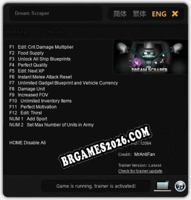 Cheats Dream Scraper - Trainer v3.2 por MrAntiFan