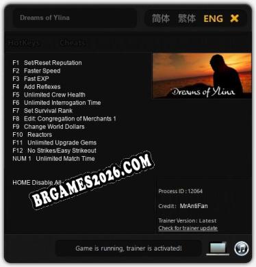 Dreams of Ylina - Trainer Funcional +13 funções