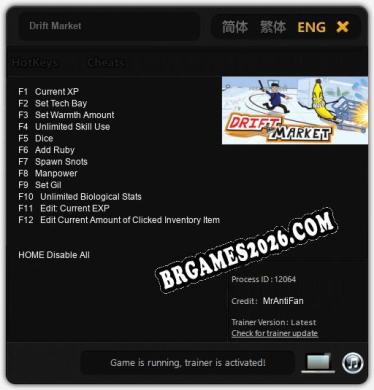 Drift Market: Trainer Atualizado v1.0 (todos os cheats)