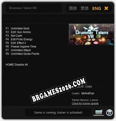 Drummer Talent VR - Cheat Trainer +8 [Edição MrAntiFan]