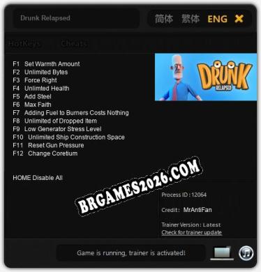 Cheats Drunk Relapsed - Trainer v3.9 por MrAntiFan