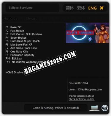Eclipse Survivors: Trainer Gratuito (+11 cheats)