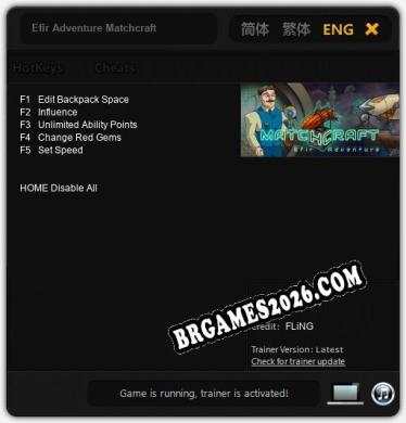 Trainer Efir Adventure Matchcraft [PC] - 5 funções ativas