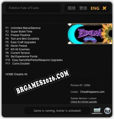 Eidolon Fate of Fools Trainer - 11 funções [Download Gratuito]