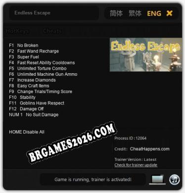 Endless Escape: Trainer Gratuito (+13 cheats)