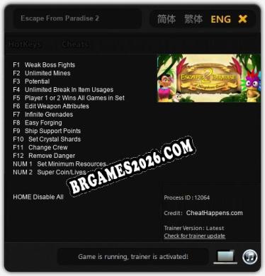 Escape From Paradise 2: TRAINER E CHEATS (V1.0.43)