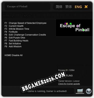 Escape of Pinball: Trainer Completo (v3.0.62)