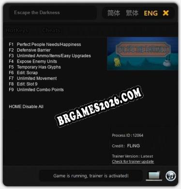 Escape the Darkness: Trainer Gratuito (+9 cheats)
