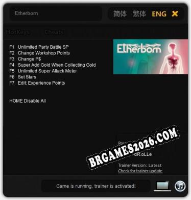 Trainer e cheats para Etherborn - 7 opções