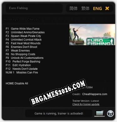 Euro Fishing: TRAINER E CHEATS (V1.0.31)