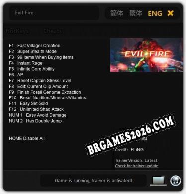 Evil Fire: Trainer Completo (v3.0.7)