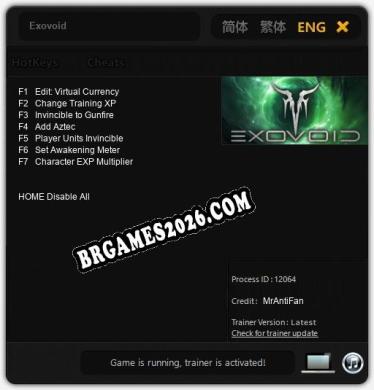 Exovoid: Trainer Gratuito (+7 cheats)
