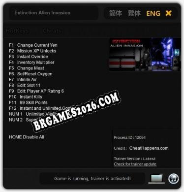 Cheats e trainer Extinction Alien Invasion +14 [Verificado funcionando]