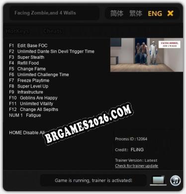 Trainer e cheats para Facing Zombie,and 4 Walls - 13 opções