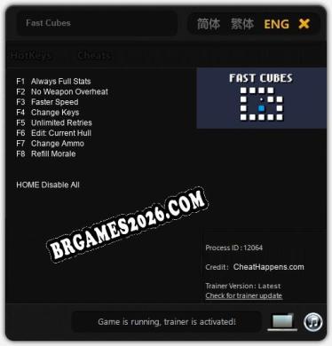 Cheats Fast Cubes - Trainer v3.9 por CheatHappens.com