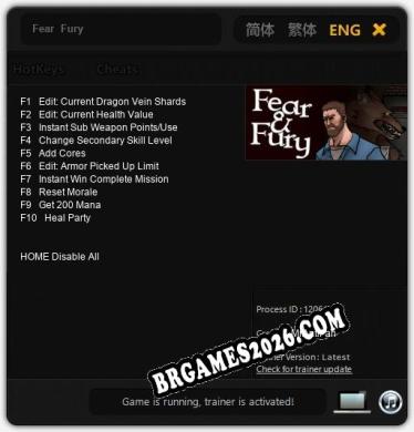Trainer e cheats para Fear  Fury - 10 opções