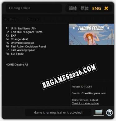 Finding Felicia: Trainer Atualizado v1.2 (todos os cheats)