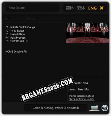 Trainer e cheats para First Odium - 5 opções
