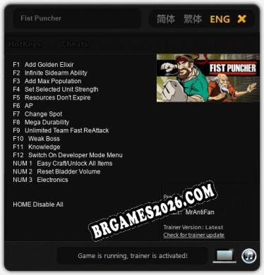 Fist Puncher: Trainer Gratuito (+15 cheats)