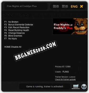 Five Nights at Freddys Plus: Trainer Atualizado v1.8 (todos os cheats)