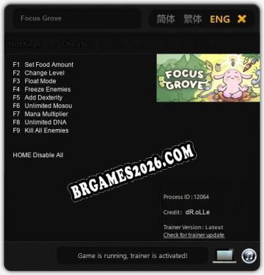 Focus Grove: Trainer Atualizado v1.7 (todos os cheats)