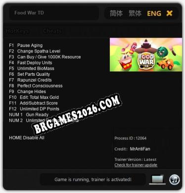 Food War TD: TRAINER E CHEATS (V1.0.34)