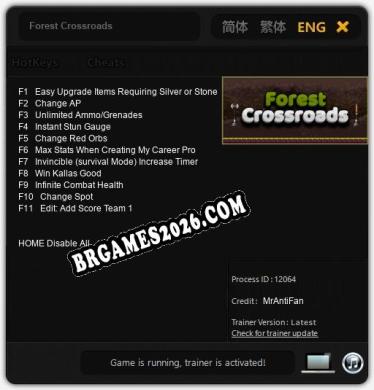 Trainer Forest Crossroads [PC] - 11 funções ativas
