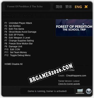 Forest Of Perdition 2 The School Trip - Trainer Funcional +12 funções