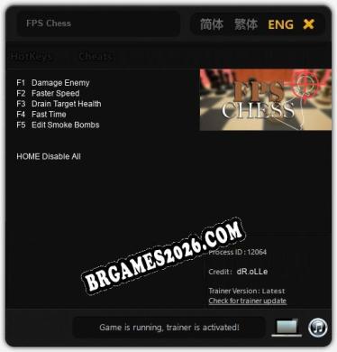 Trainer e cheats para FPS Chess - 5 opções