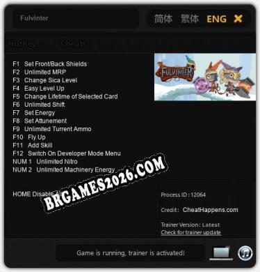 Fulvinter: Trainer Atualizado v1.1 (todos os cheats)
