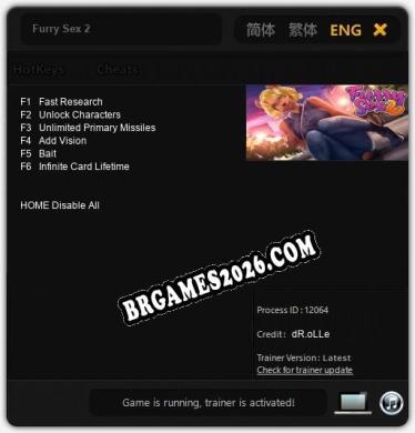 Trainer e cheats para Furry Sex 2 - 6 opções