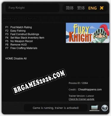 Cheats Fury Knight - Trainer v2.5 por CheatHappens.com