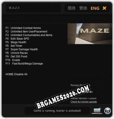 M.A.Z.E: Trainer Atualizado v1.6 (todos os cheats)