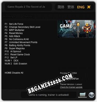 Cheats e trainer Game Royale 2 The Secret of Jannis Island +14 [Verificado funcionando]