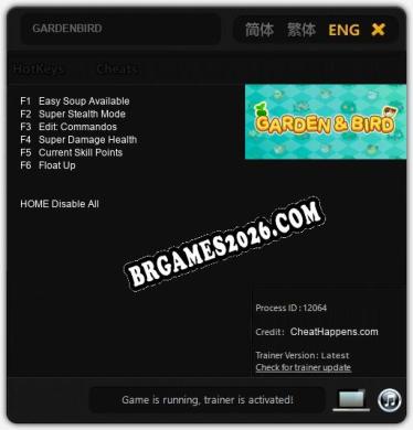 Cheats e trainer GARDENBIRD +6 [Verificado funcionando]