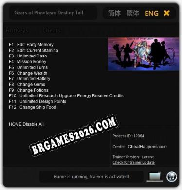 Gears of Phantasm Destiny Tailored(Act I): Trainer Gratuito (+12 cheats)