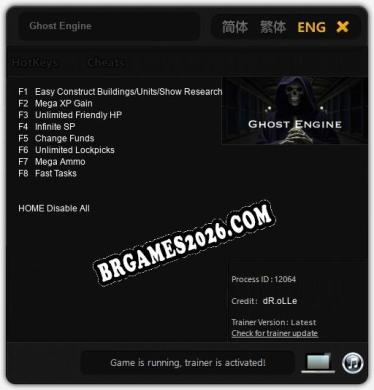 Cheats e trainer Ghost Engine +8 [Verificado funcionando]