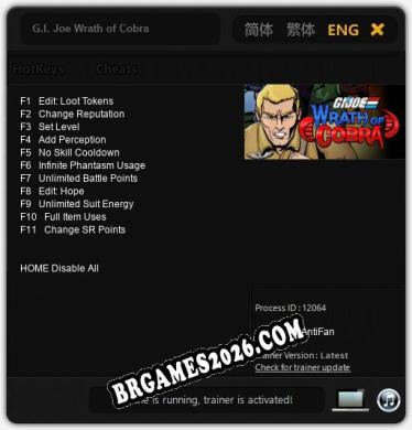 Cheats e trainer G.I. Joe Wrath of Cobra +11 [Verificado funcionando]