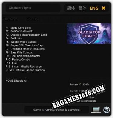 Trainer Gladiator Fights [PC] - 13 funções ativas