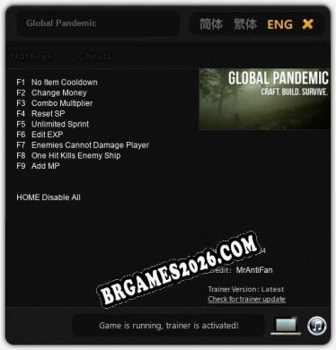 Trainer para Global Pandemic [v1.0.4]