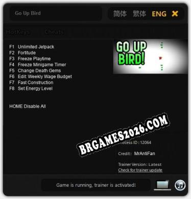 Go Up Bird: Trainer Gratuito (+8 cheats)