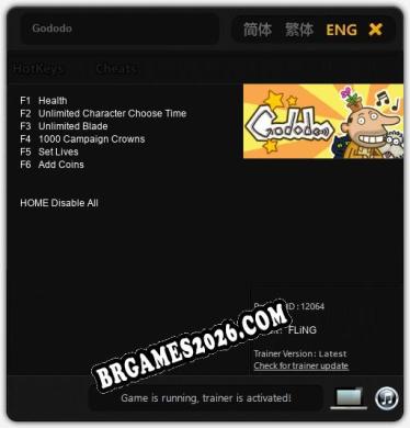 Trainer e cheats para Gododo - 6 opções